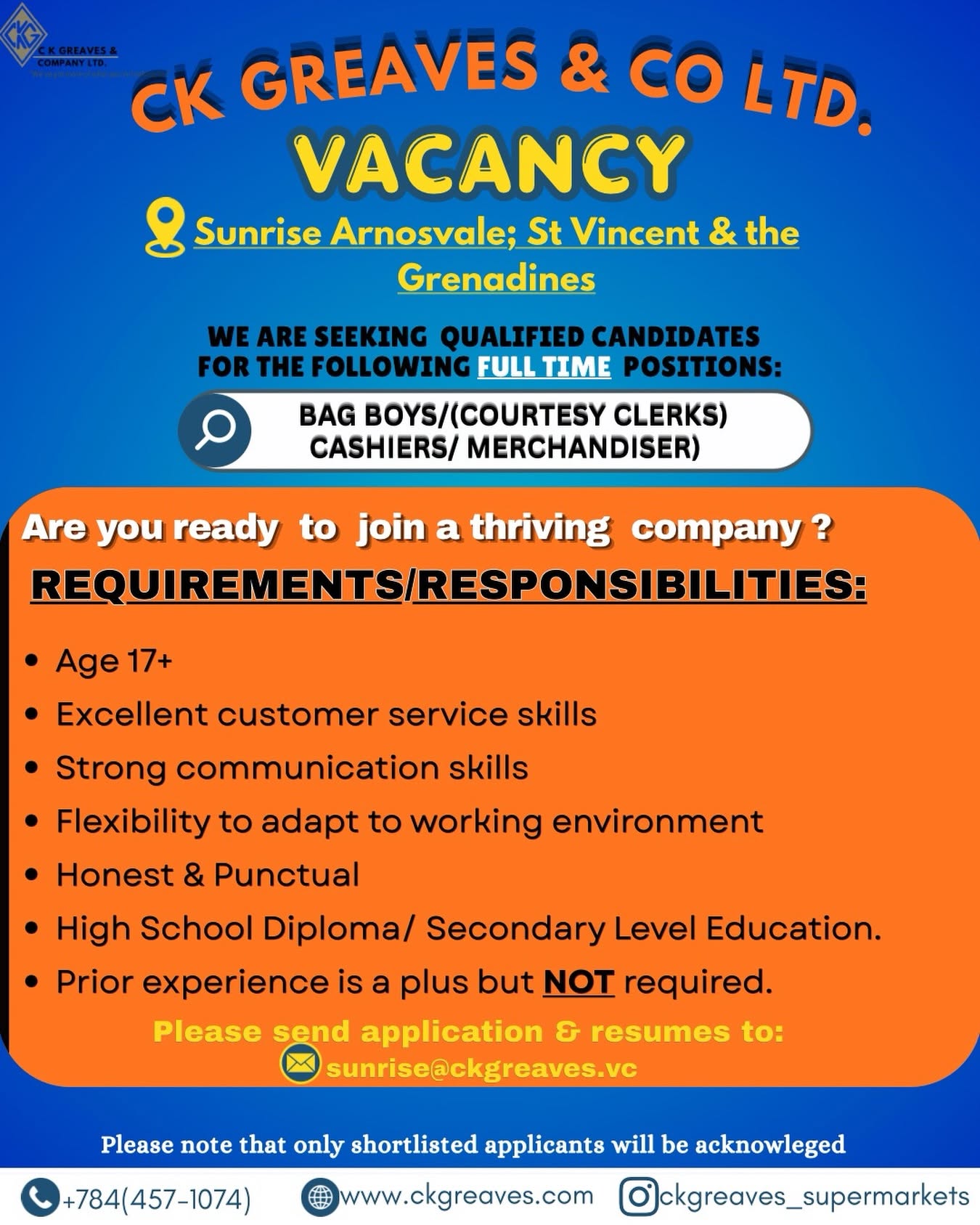 Notice for Bag Boy / Courtesy Clerk