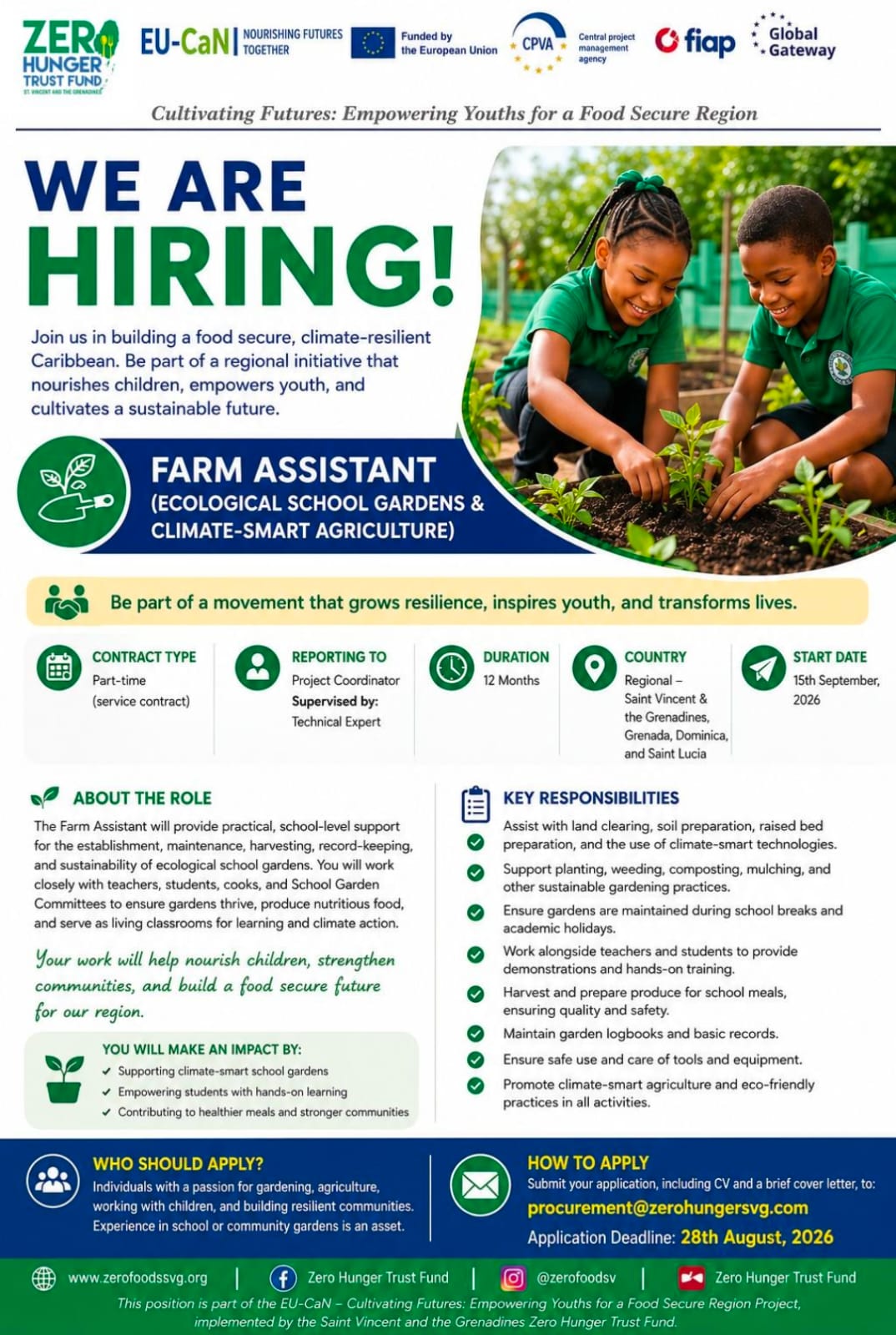 Notice for Farm Assistant (Ecological School Gardens & Climate-Smart Agriculture)